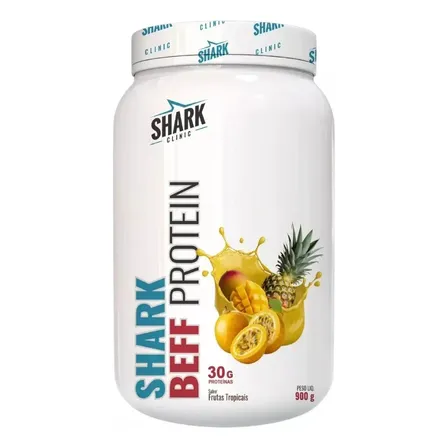 Proteína Isolada Beef Protein 900g Shark Pro Zero Lactose Sabor Frutas Tropicais