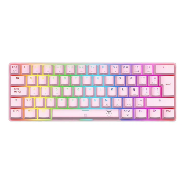 Teclado Mecanico Gamer 60% T-dagger Arena Rosado Rgb Red Qwerty