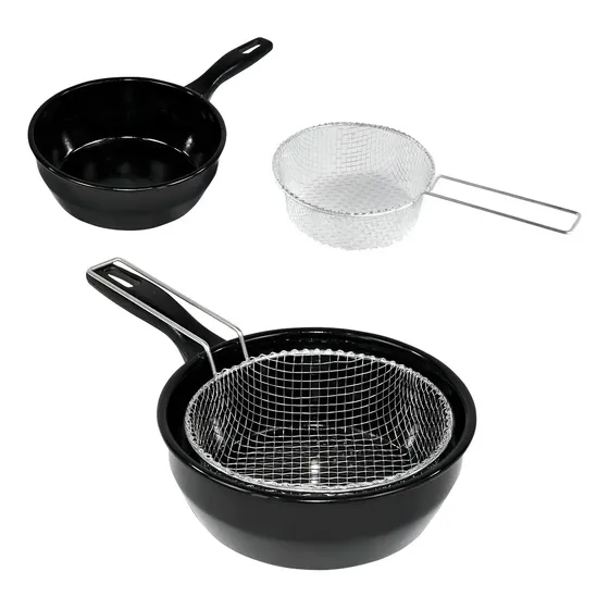 Panela Frigideira Com Cesto de Fritura Fritadeira Esmaltada Fritatudo 20cm 1,5 Litros Roa