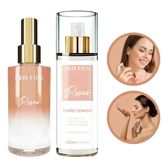 Body Splash Barbours Roses + Perfume Capilar Colônia
