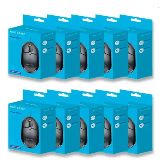 Mouse Para Pc Óptico Usb 1200dpi Atacado/revenda Kit Com 10