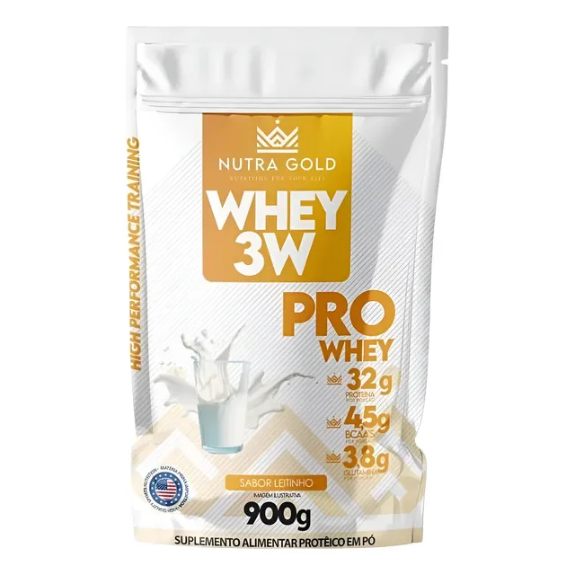 Proteína NutraGold nutra gols whey 3w pro em pó sabor Leitezinho x 900g