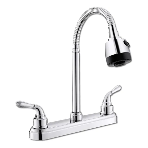 Llave De Fregadero Flexible Doble Pomo Acero Inoxidable 