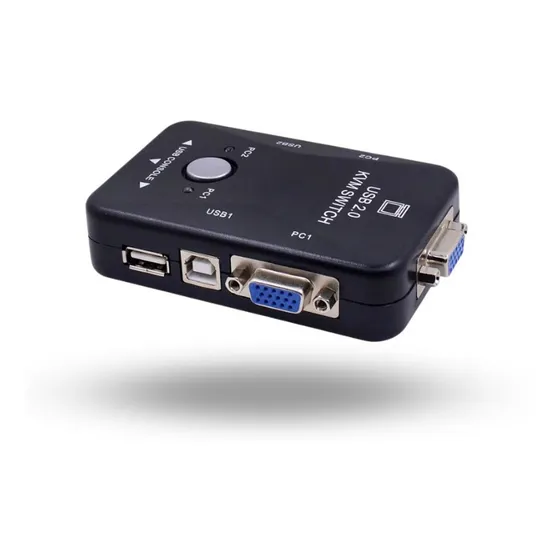 Chaveador Switch Kvm Monitor 2 Portas Vga + 2 Usb Mouse Cpu