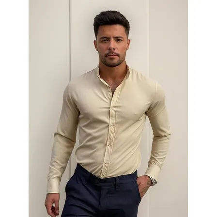 Camisa Masculina Slim Gola Padre Right Time Social