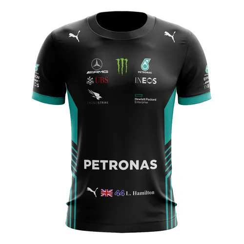 Camisa Dry Fit Uv50+ Mercedes Hamilton Preta 2022 F1
