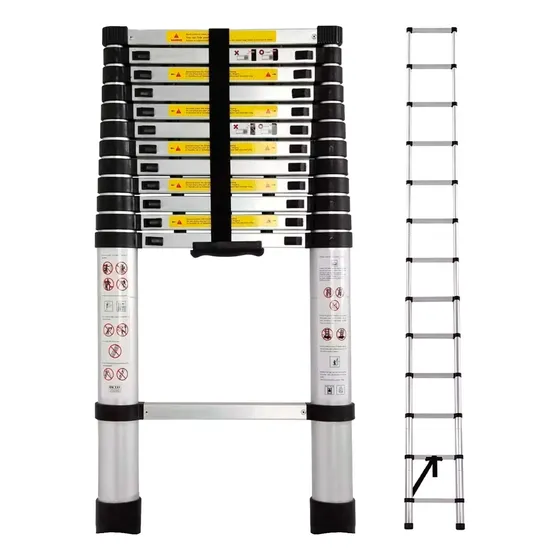 Escalera Telescópica Extensible De Aluminio 13 Peldaños 3.2m