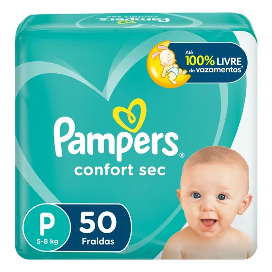 Fralda Pampers Confort Sec P 50 unidades