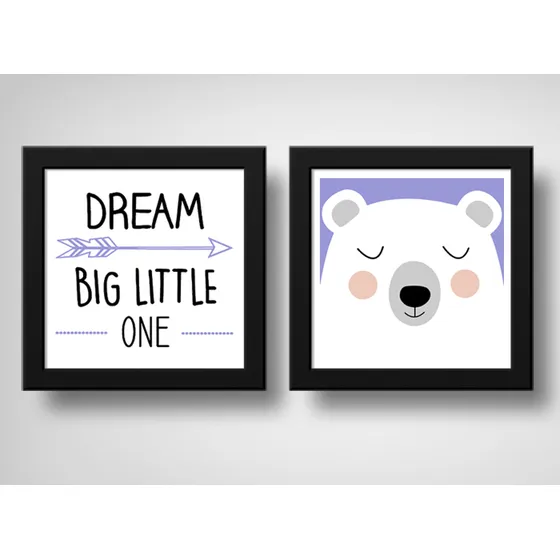 Set 2 Cuadros Oso Frase Dormitorio Niños Chiquilin Beba