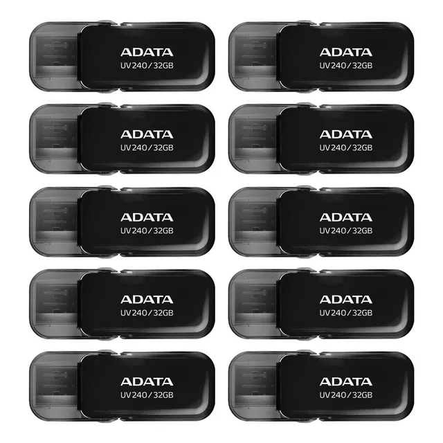 Kit De 10 Memorias Usb Adata Uv240 32gb 2.0 Negro Auv240