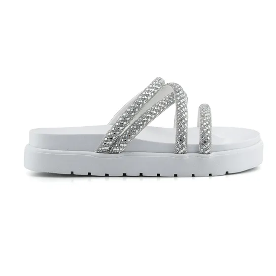 Sandália Feminina Papete Leve Brilho Macia Flat Birken