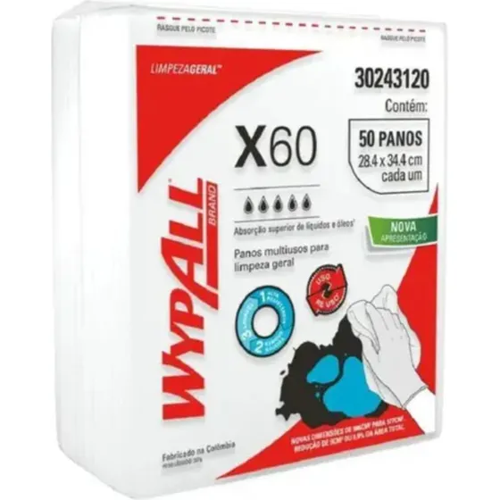 Pano De Limpeza Reutilizavel Wypall  X60  C/50 Panos 28x34cm