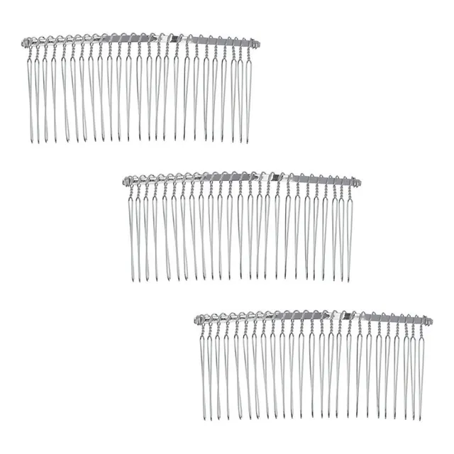 3 Peines De Pelo Plateados Con Alambre Torcido Para Boda, Ac