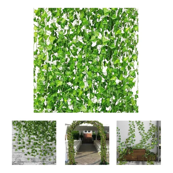 Trepadeira Hera Artificial Realista Com 25 Metros 12 Peças Cor Verde Jardim Vertical Trepadeira Folhagens Painel Verde Trepadeira Hera Artificial