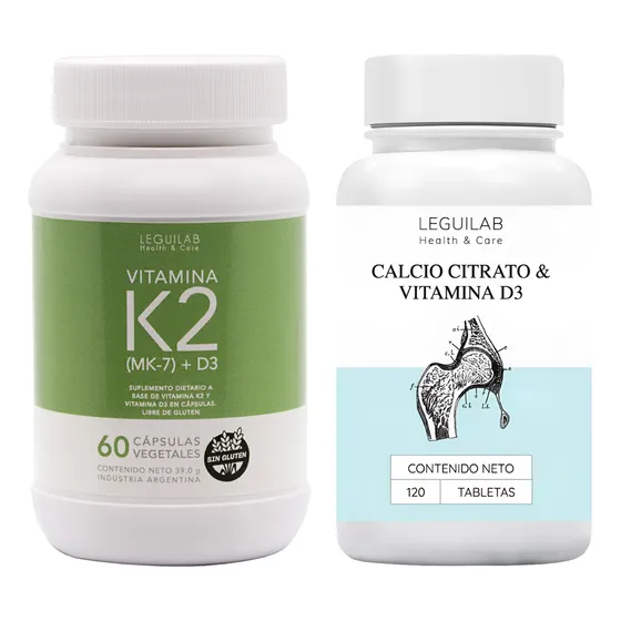 Leguilab Kit Vitamina K2 Con D3 + Calcio Citrato Suplemento