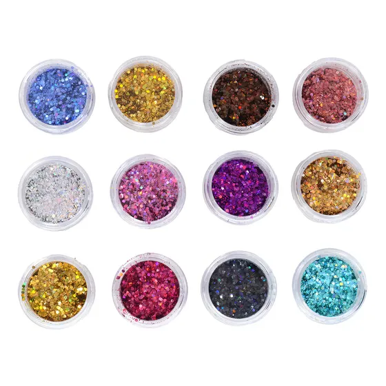 12 Glitter Encapsulado Flocado Pedrarias Caviar Strass Unhas Cor HS-669
