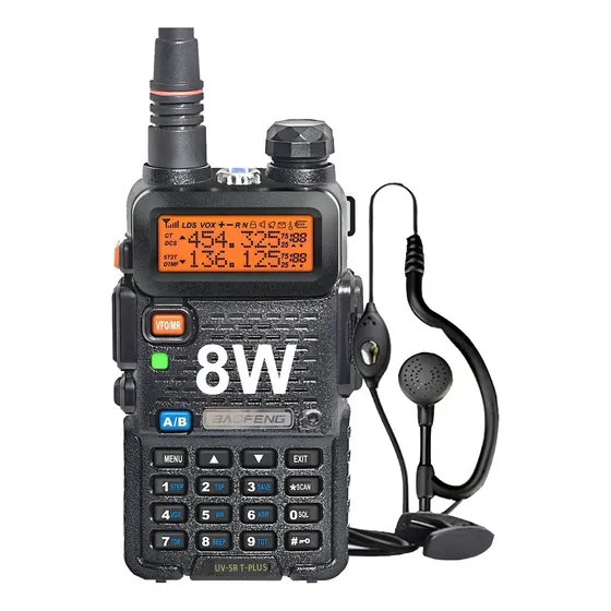Handy Baofeng Uv5r 8w Bibanda Radio Walkie Talkie Vhf Uhf + Auricular Manos Libres Color Negro Tipo De Frecuencia Uhf/vhf