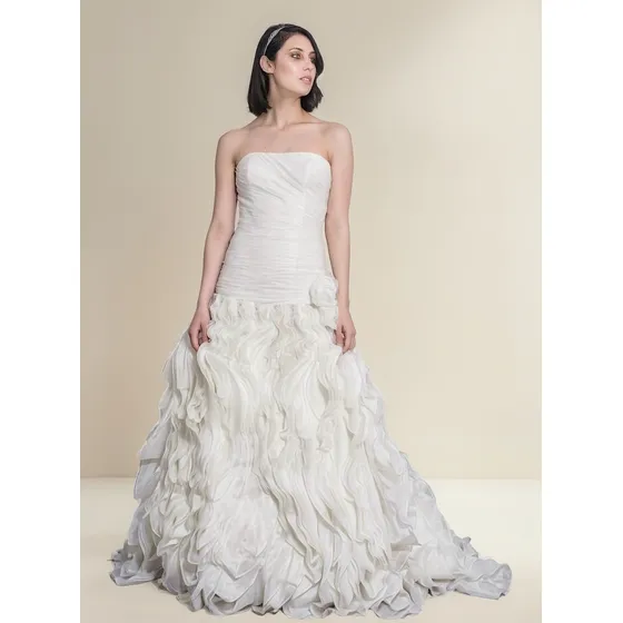 Vestido De Novia Strapless De Organza Gladys T