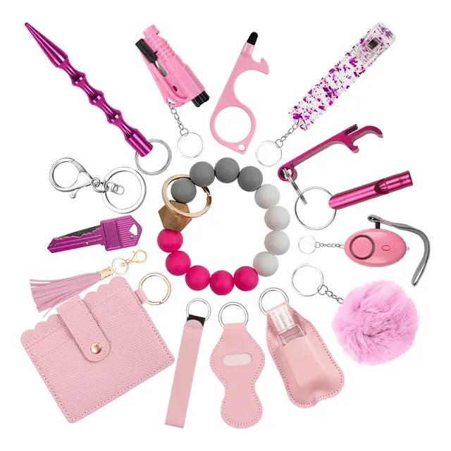 16 Pcs Manoplas Defensa Personal Llaveros Alarma Mujeres