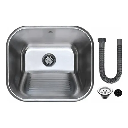 Tanque Para Lavanderia De Aço Inoxidável 304 Escovado Com Ralo Aço Inox Escovado