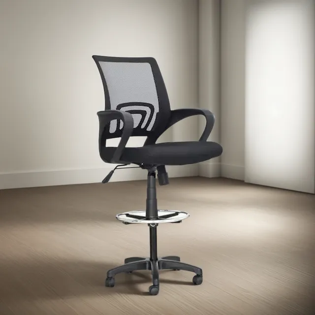Silla Cajera Alta Atlantis Aro Cromado Negro Ofideas Negro Malla