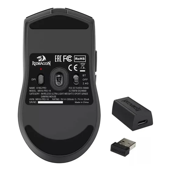 Mouse Gamer Redragon King Pro 1K Preto Preto - M916-PRO-1K