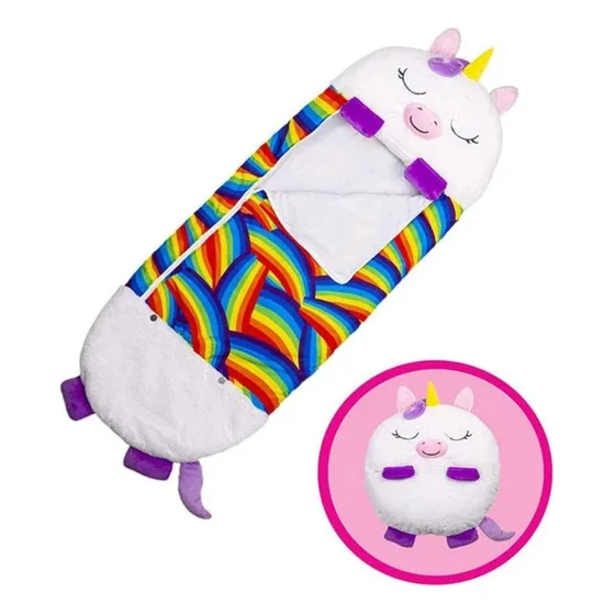 Newtek 2295 bolsas de dormir unicornios blanco para niños pijamadas infantiles divertidas comodas peluches almohadas cierre resistente