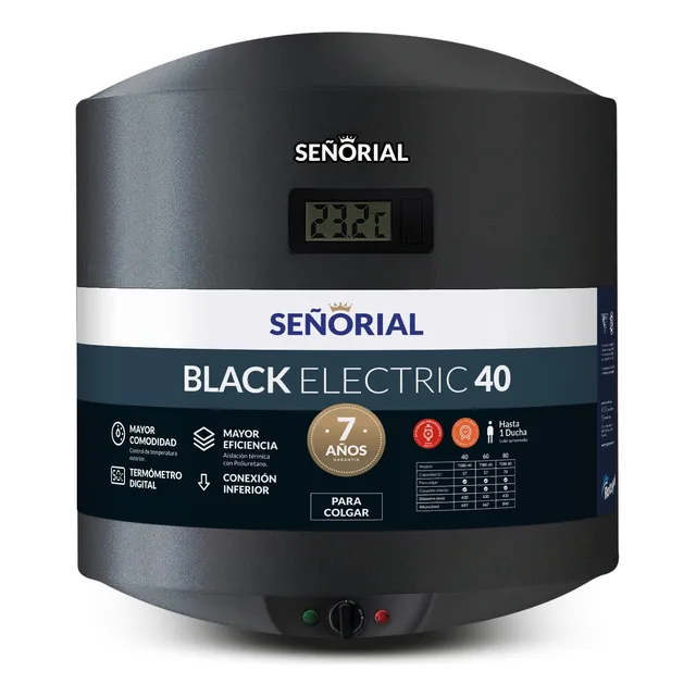Termotanque Señorial 40 Litros Electrico Black 2.0