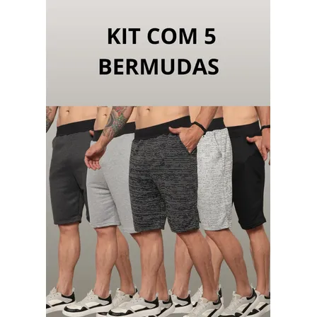 Kit 5 Bermudas Moletom Masculina Sortidas Academia Full Lote Sortido Lisa G1