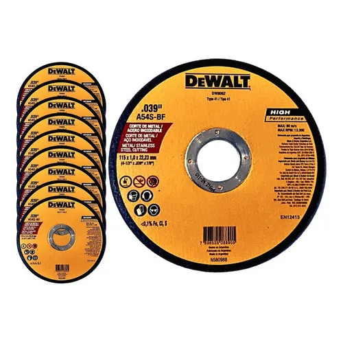 10 Disco De Corte Fino 4.1/2x1mm Dewalt Metal/inox Dw8062 Cor Preto