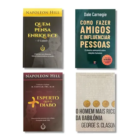 Kit 4 Livros - O Homem Mais Rico Da Babilônia + Quem Pensa Enriquece + Mais Esperto Que O Diabo - Napoleon Hill