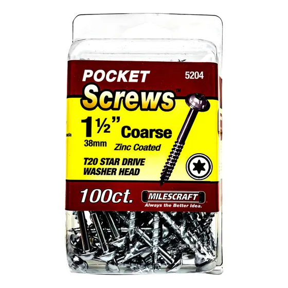 Milescraft 52040003 3,8 cm Bolsillo Tornillos - coarse - incluye 100, T20 star, Lavadora Tornillos De Cabeza