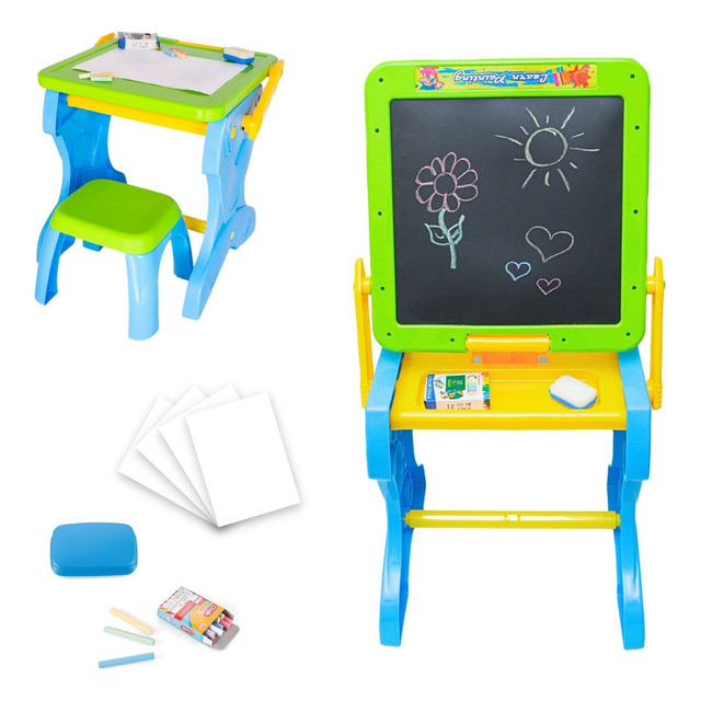 Mesa De Desenho Infantil Lousa E Quadro Negro Com Banquinho Mesa De Desenho Infantil Lousa E Quadro Negro Com Banquinho