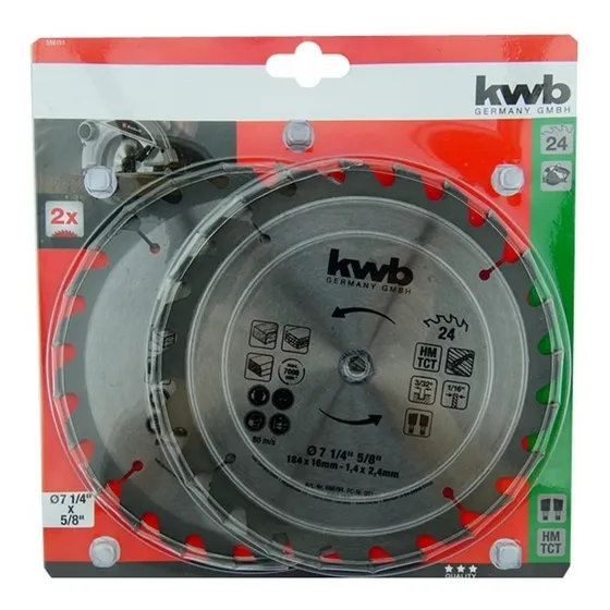 Set 2 Disco Sierra Circular 7 1/4 24d Kwb 586191 Color Gris oscuro