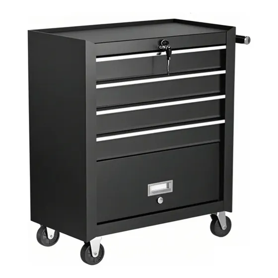 Gabinete Móvil Herramientas Metálico 4 Gavetas, Color Negro