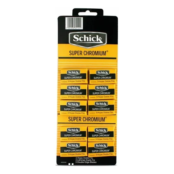 Hojas De Afeitar Schick Super Chromium (cartón X 30 Hojas)