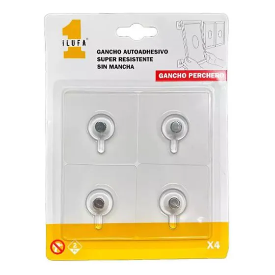 Gancho Adhesivo Transparente Para Colgar Cuadros X4