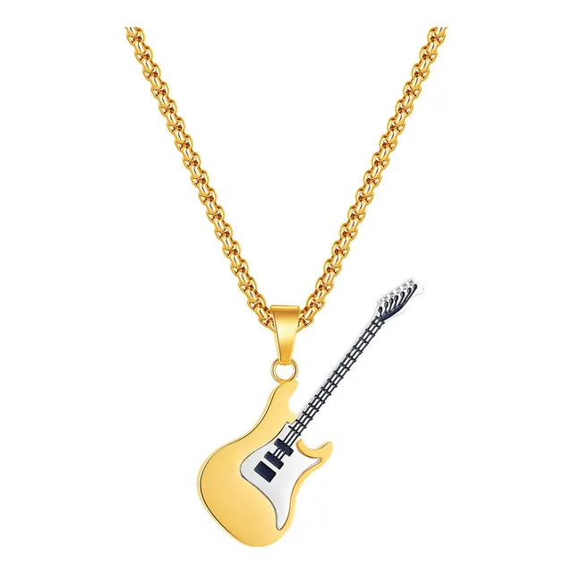 Pingente Guitarra Aço Inoxidável Hip Hop Simples E Moderno