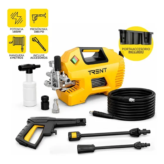 Hidrolavadora Alta Presion 130 Bar Electrica Industrial Trent 1800w 1885 Psi Con Accesorios Pistola 50hz 104 car.