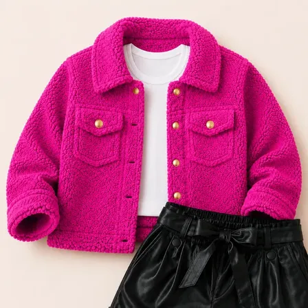 Jaqueta Casaco Infantil Menina Teddy Inverno Peluciado Pink 8