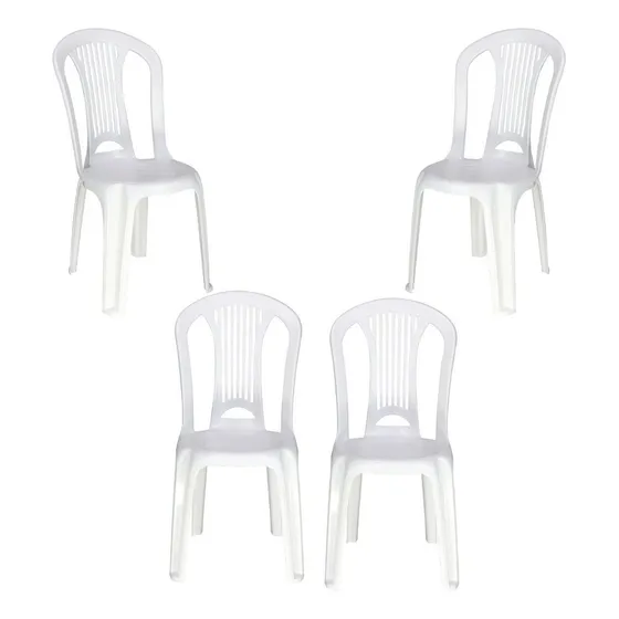Cadeira De Plastico Bistro  Kit Com 4 Suporta 154 Kg Tramont