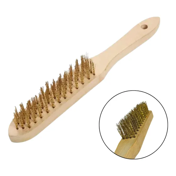 Cepillo De Alambre Cobre Mango Madera 5 Lineas 12 PuLG