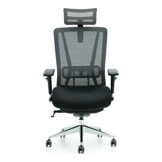 Silla de escritorio Vigo T-086 ergonómica negra con tapizado de malla