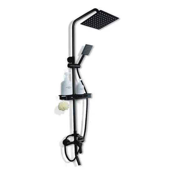 Moderna Cuadrado Columna De Ducha Negro Mate 3 Funciones