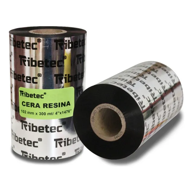 Ribbon de cera resina 102x300 mts para impresora de etiqueta Ribetec 102300rcrso color negro