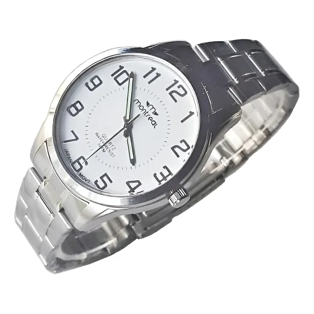 Reloj Montreal Me150 Hombre Malla Acero Sumergible 30 Mts