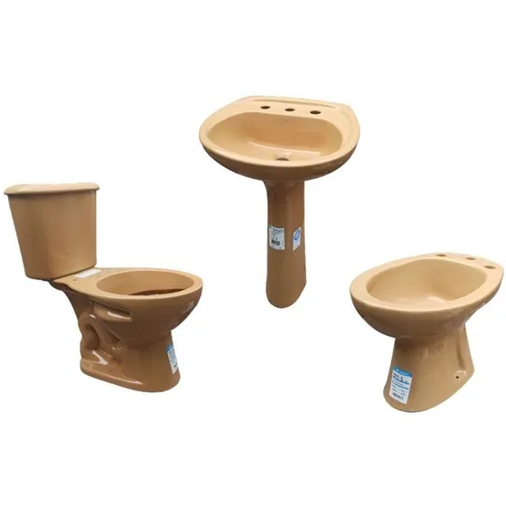 Juego De Loza Inodoro 5 Piezas Baño Color Dorado Ferrum