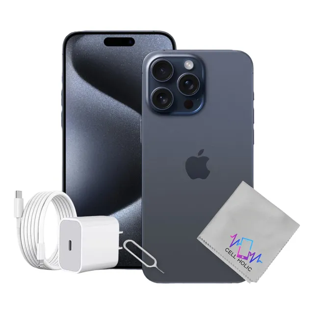 Apple Iphone 15 Pro Max 256 Gb Azul Esim Con Caja Bater 100% Azul (Reacondicionado)