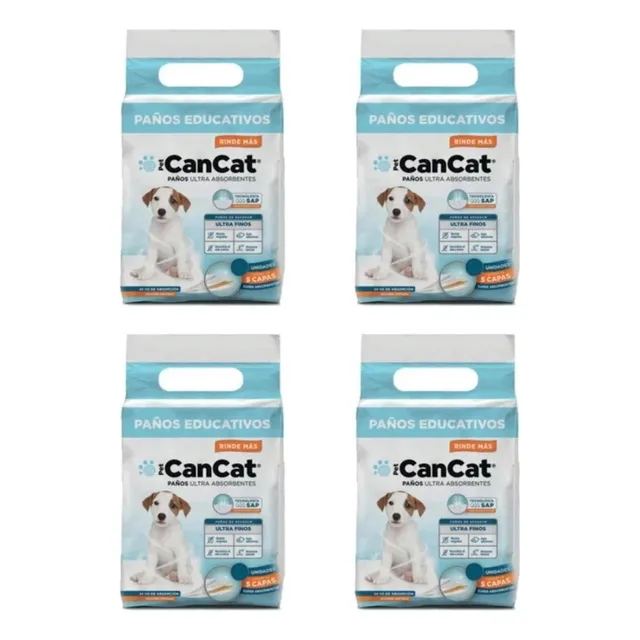 Paños Educativos Para Mascotas Cancat  60x40 Cm X7 Pack X4