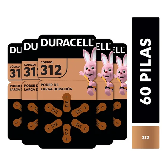 Pack 60 Pilas Duracell Audífono Tamaño 312